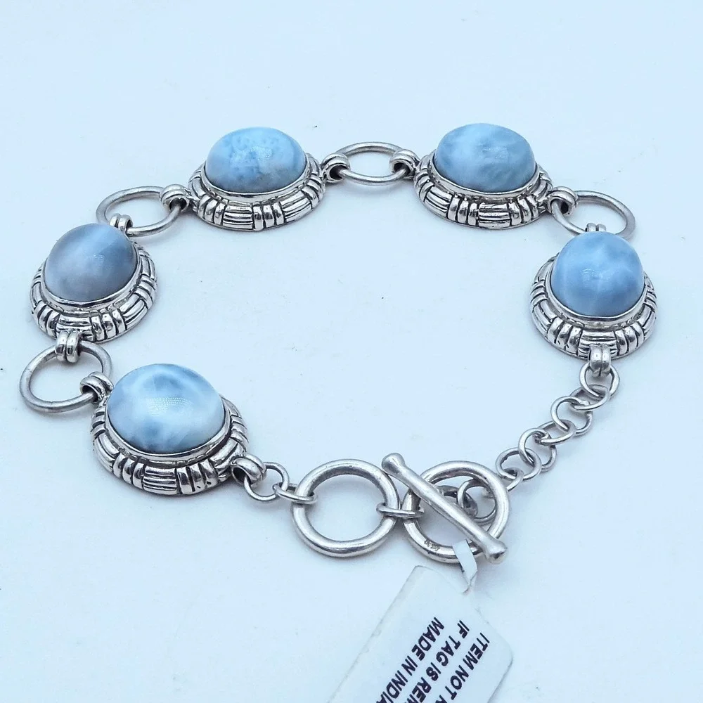 Bali Legacy Sterling Silver 925 Blue Larimar 34ctw Cabochon Toggle 7
